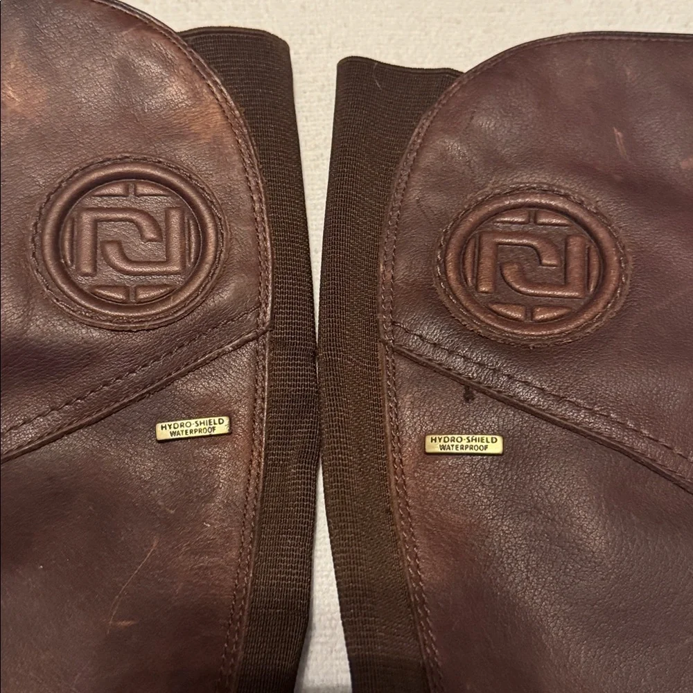 Rockport LEATHER brown Riding Boots 8.5 Medium Calf * Great Condition *knee High